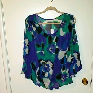SALE Open shoulder sheer blouse.
